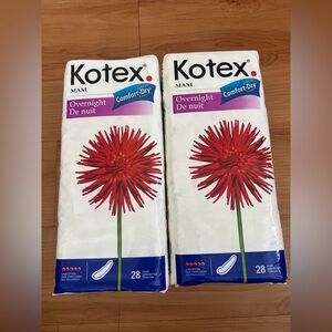Vintage 2004 Kotex Overnight Maxi Pads 2 Sealed Packs Of  28 - Big Maxi Pads!